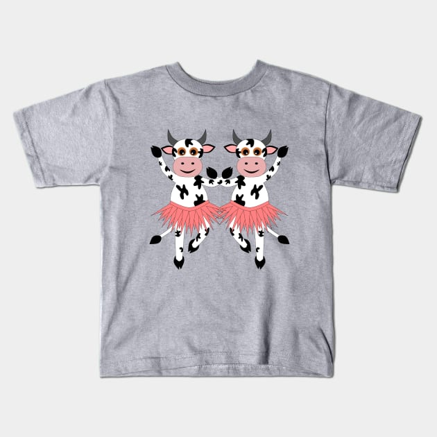 Cute and funny cows Kids T-Shirt by MarionsArt